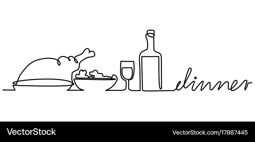 Dinner Table Line Art Royalty Free Vector Image