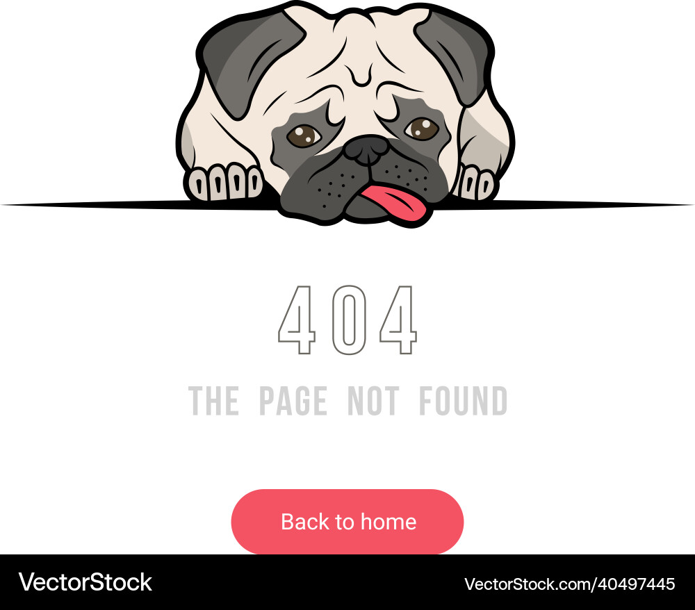 Error 404 with pug Error 404 with pug vector image
