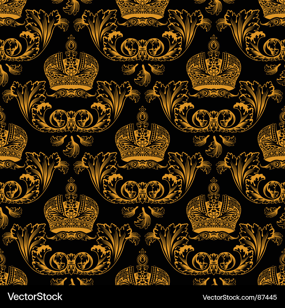 Gold and Black Crown Pattern Vector Image