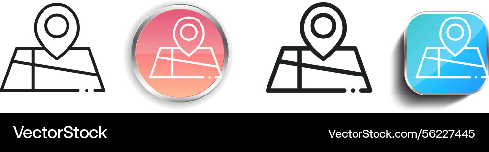 Location pin icon thin linear regular and button vector image