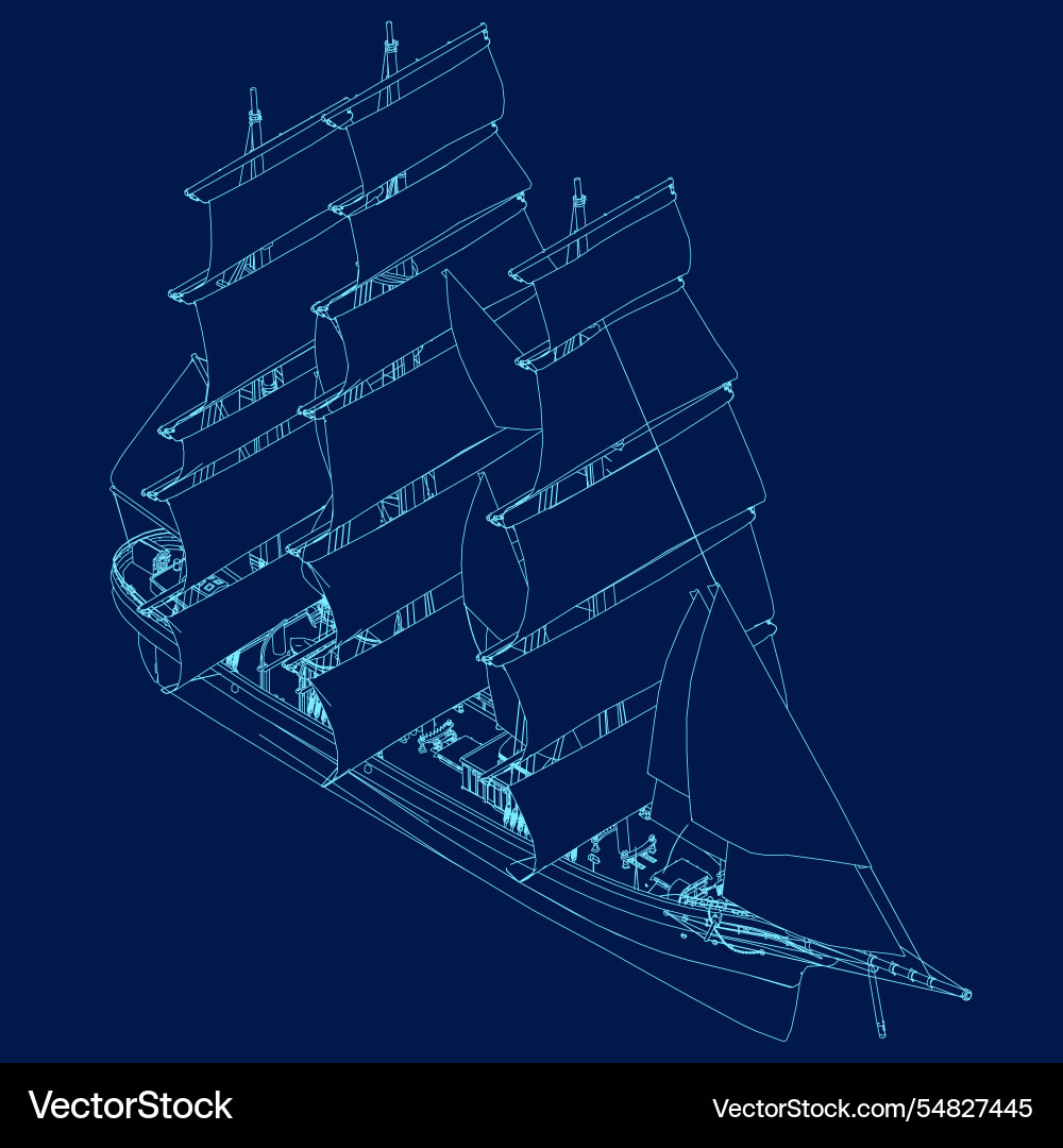 Sailing ship contour vintage design retro marine Sailing ship contour vintage design retro marine vector image