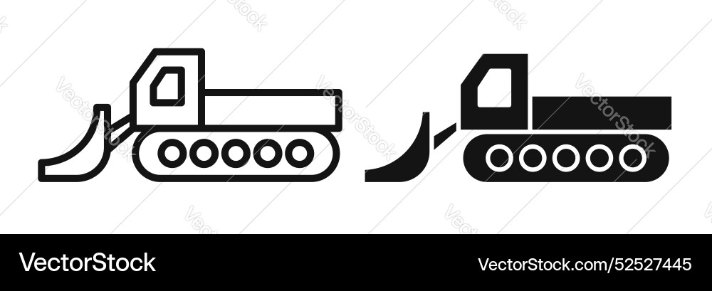 Snowcat thin line icon set Vector Image