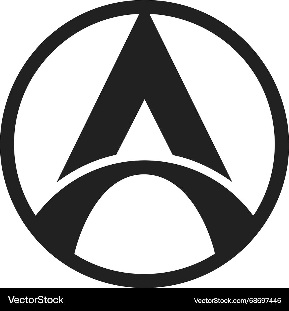 Symbolic logo featuring triangular and arch forms Symbolic logo featuring triangular and arch forms Vector Image