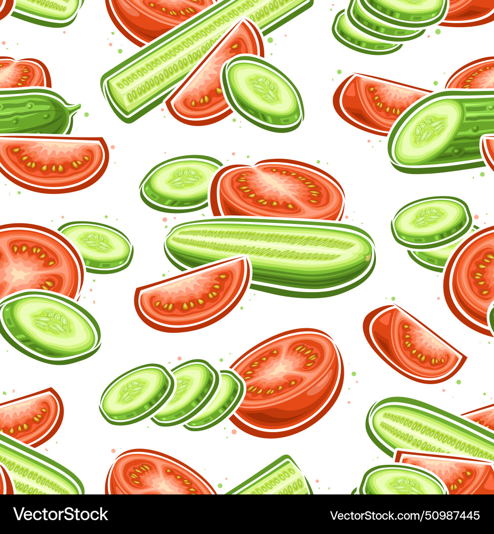 Tomato and cucumber seamless pattern Tomato and cucumber seamless pattern vector image