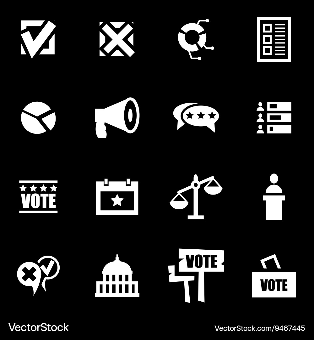 White Election Icons Vector Image