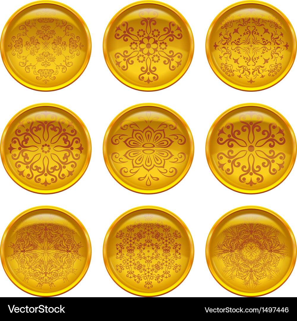 Buttons with patterns set Vector Image
