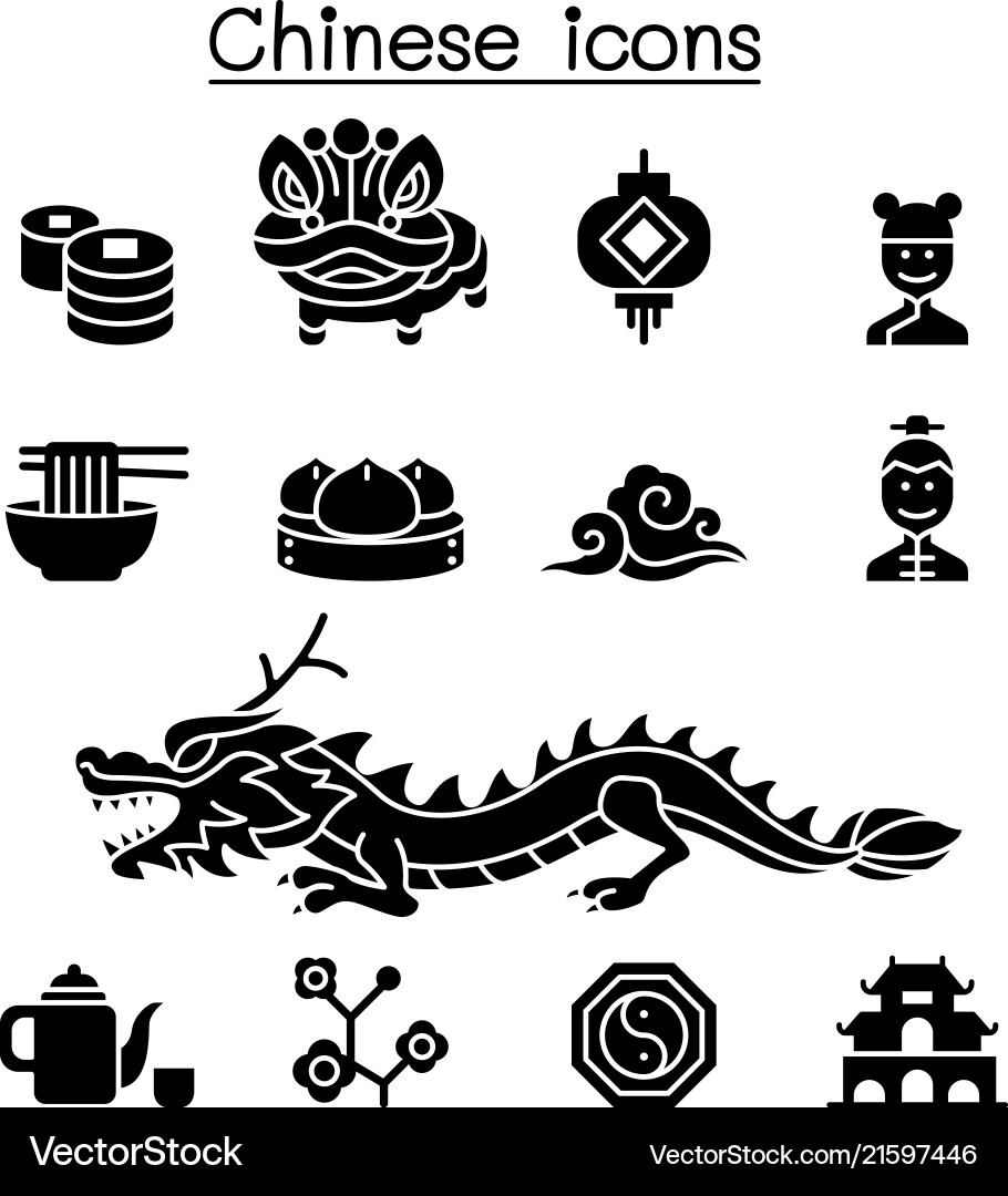 Chinese icon set Chinese icon set vector image