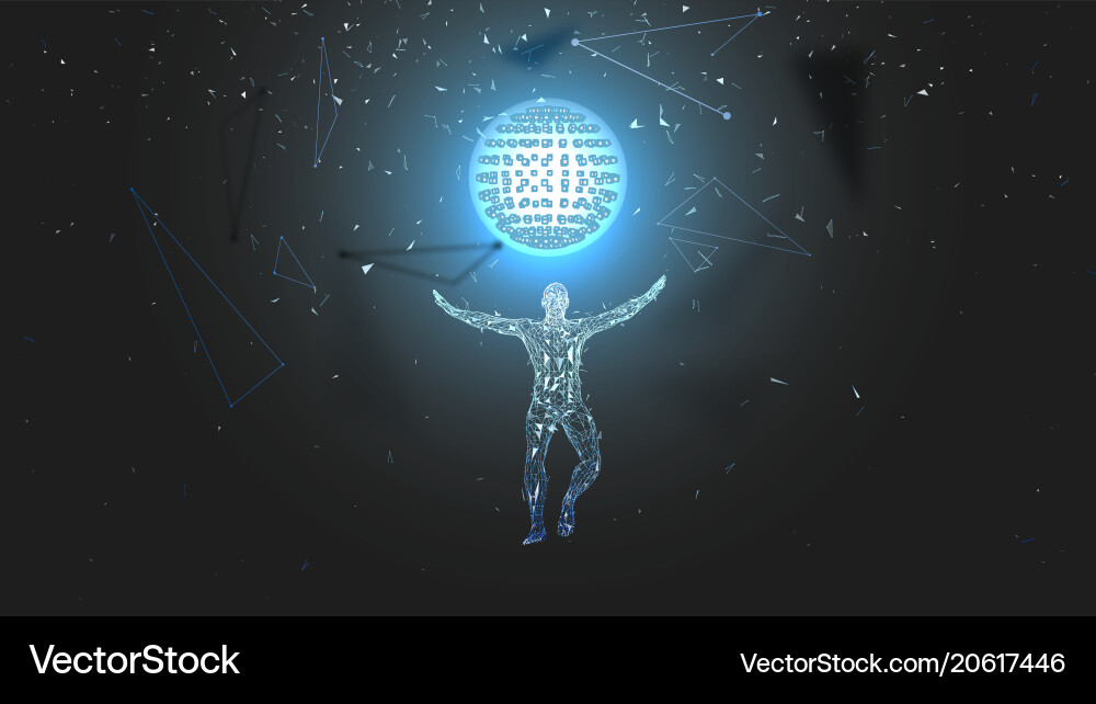 Conceptual abstract man connected lines dots Conceptual abstract man connected lines dots vector image