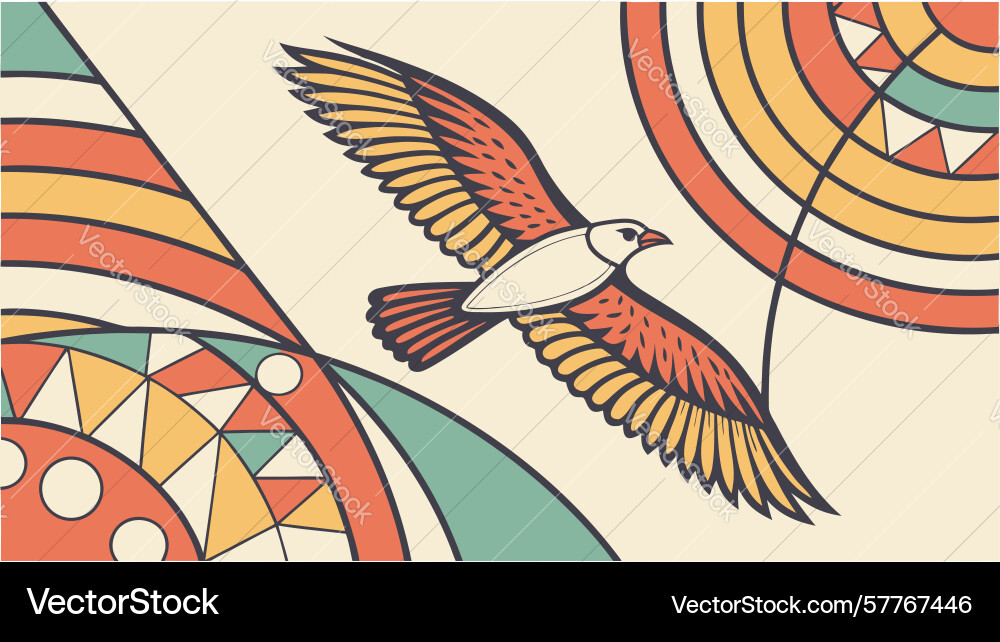 Dynamic stylized bird in flight with abstract sky Vector Image