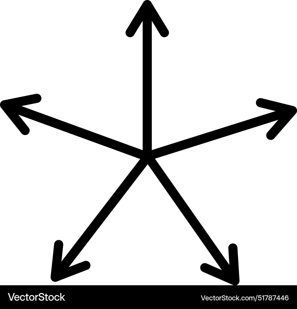 Five-pointing outward arrow icons in linear style Five-pointing outward arrow icons in linear style Vector Image