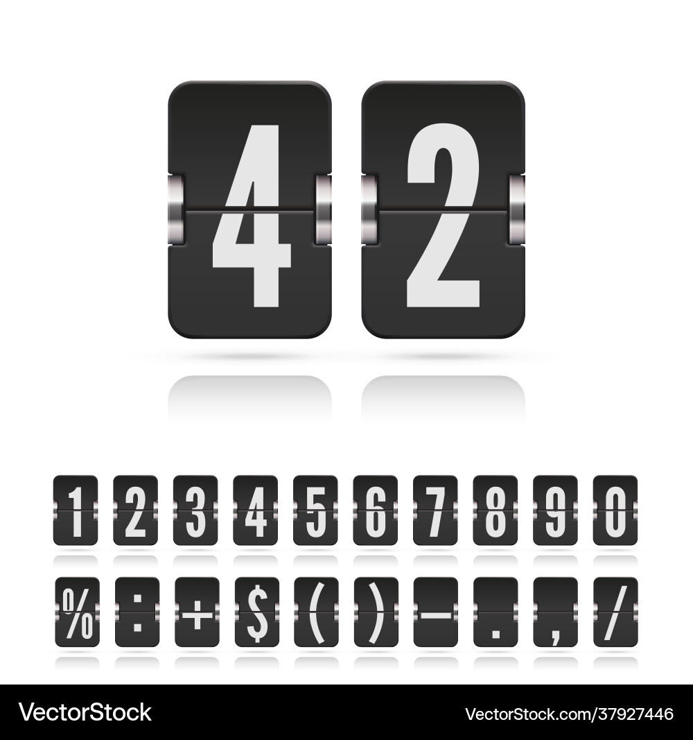 Flip numbers font for time counter information Flip numbers font for time counter information vector image