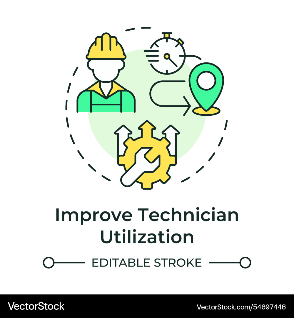 Improve technician utilization multi color Improve technician utilization multi color vector image