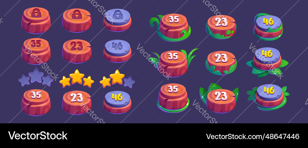 Indicators to select game level with star rating Indicators to select game level with star rating vector image