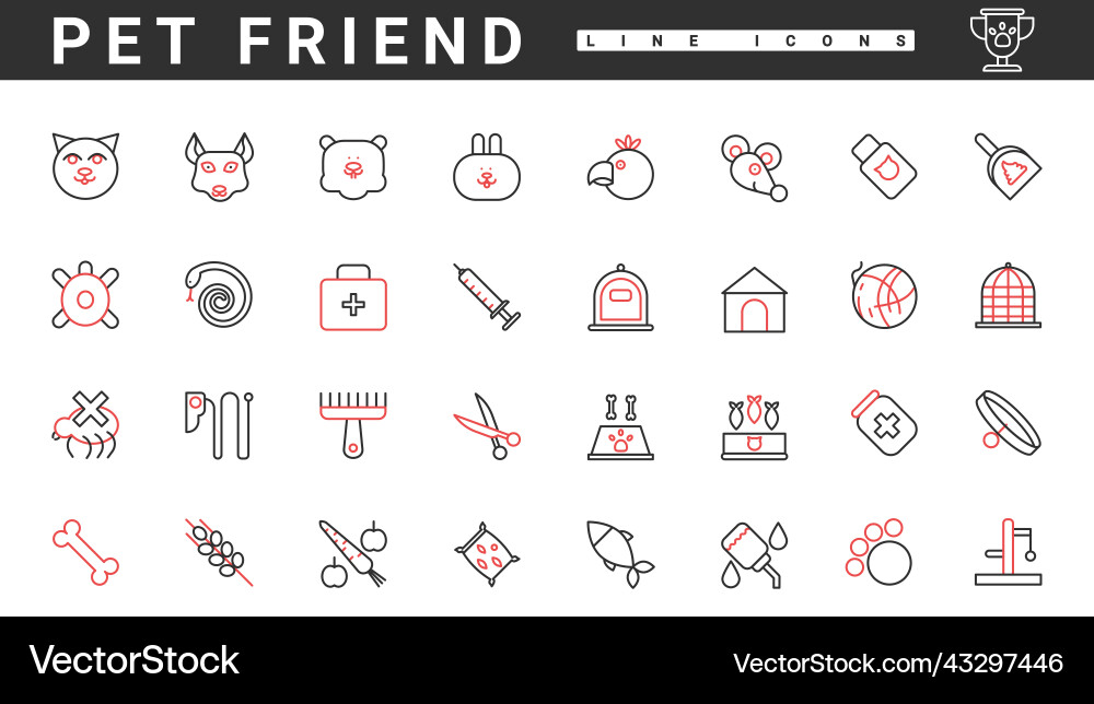 Pet food grooming and veterinary care for animals Pet food grooming and veterinary care for animals Vector Image