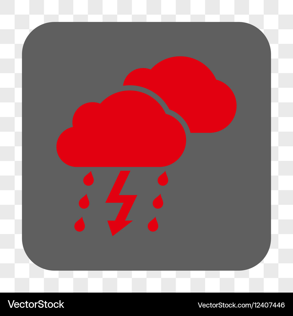 Thunderstorm clouds rounded square button Vector Image