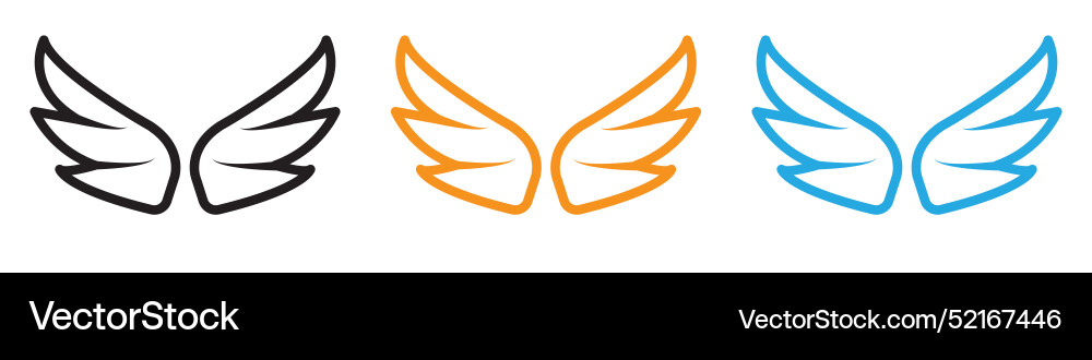 Wings icon logo set collection for web app ui Vector Image