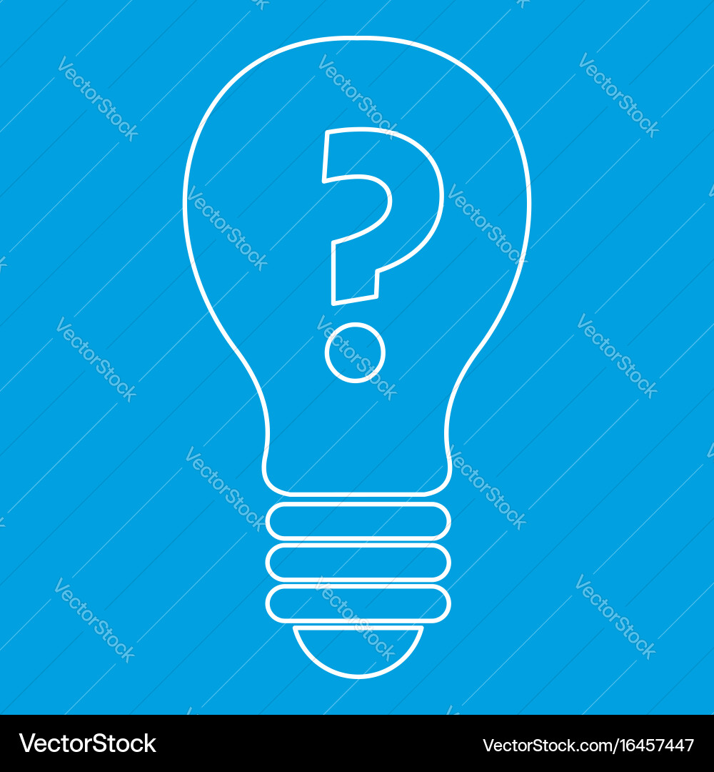 Light bulb with question mark inside icon outline vector image
