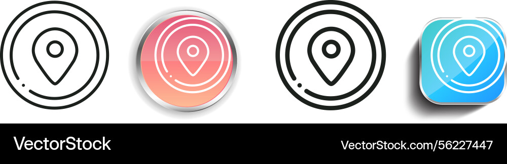 Location pin icon thin linear regular and button Location pin icon thin linear regular and button Vector Image