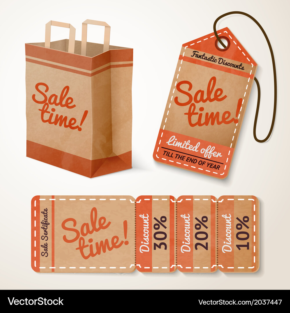 Sale items cardboard set Vector Image