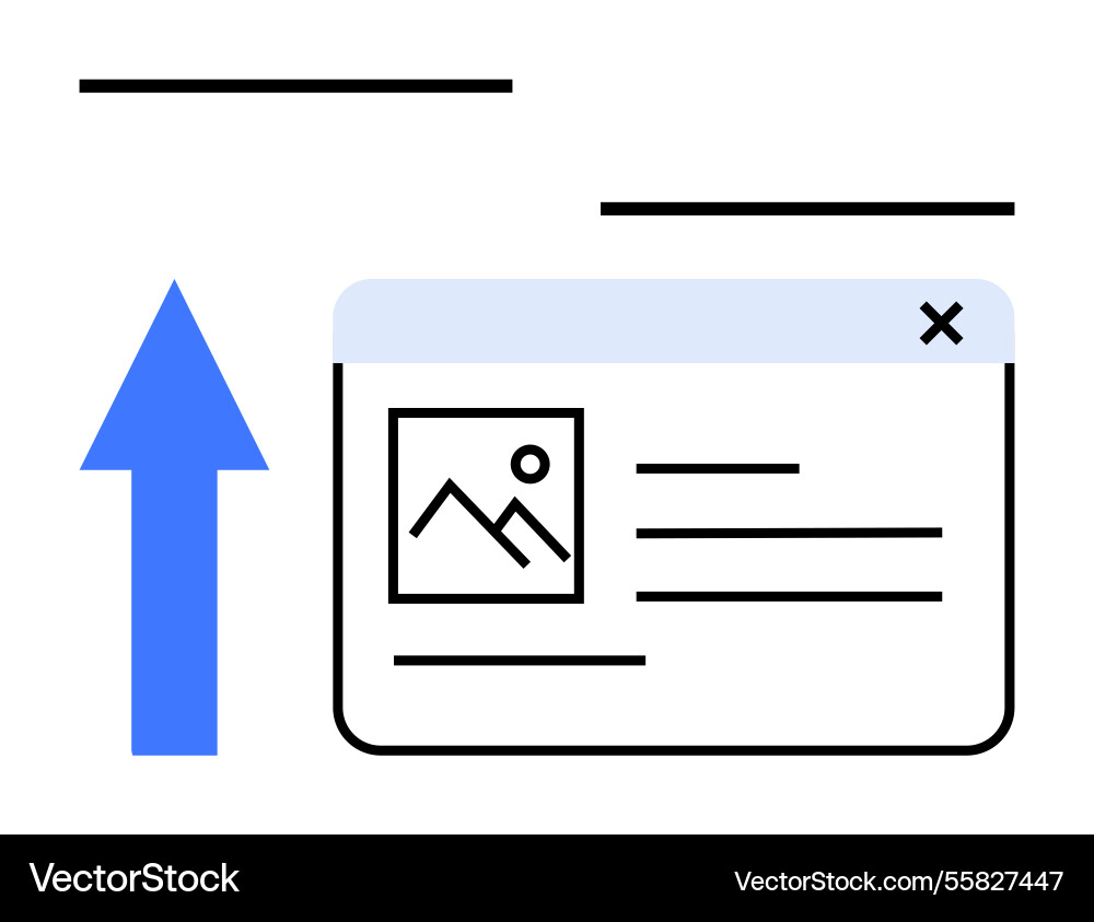 Website upload concept with arrow and content Website upload concept with arrow and content vector image