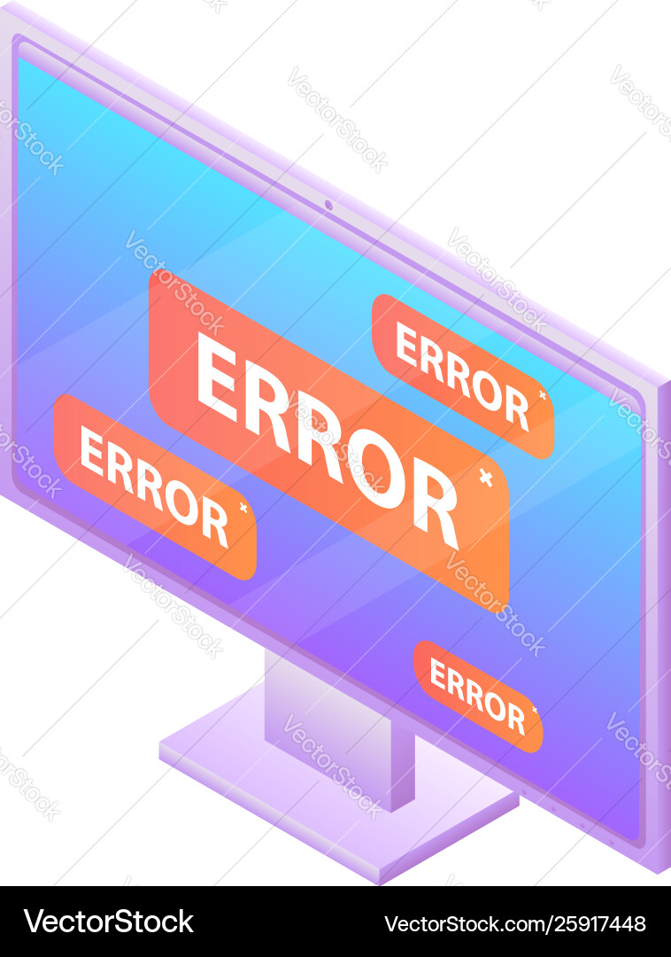 Error computer monitor icon isometric style Error computer monitor icon isometric style vector image