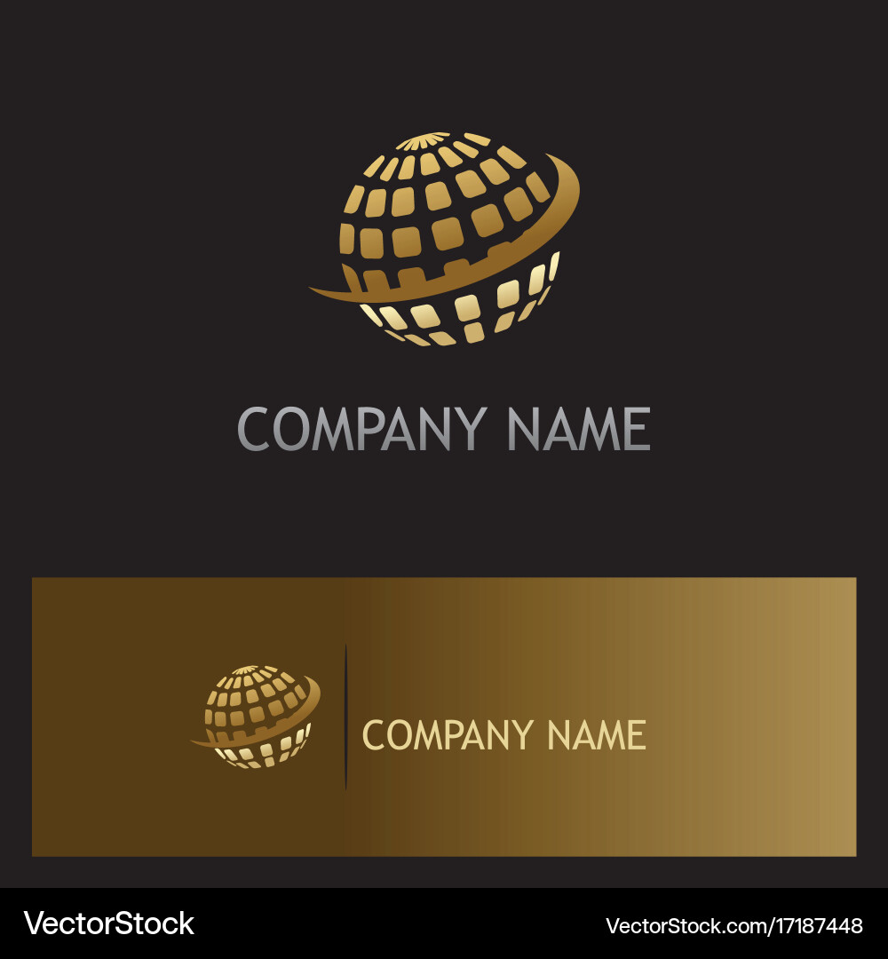 Globe sphere digital technology gold logo Vector Image