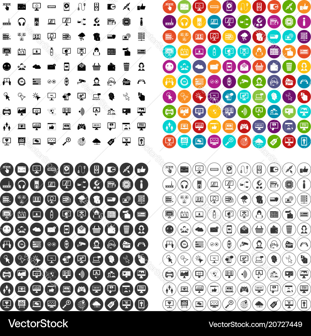 100 internet icons set variant 100 internet icons set variant vector image