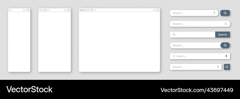 Blank internet browser window with various search Blank internet browser window with various search vector image