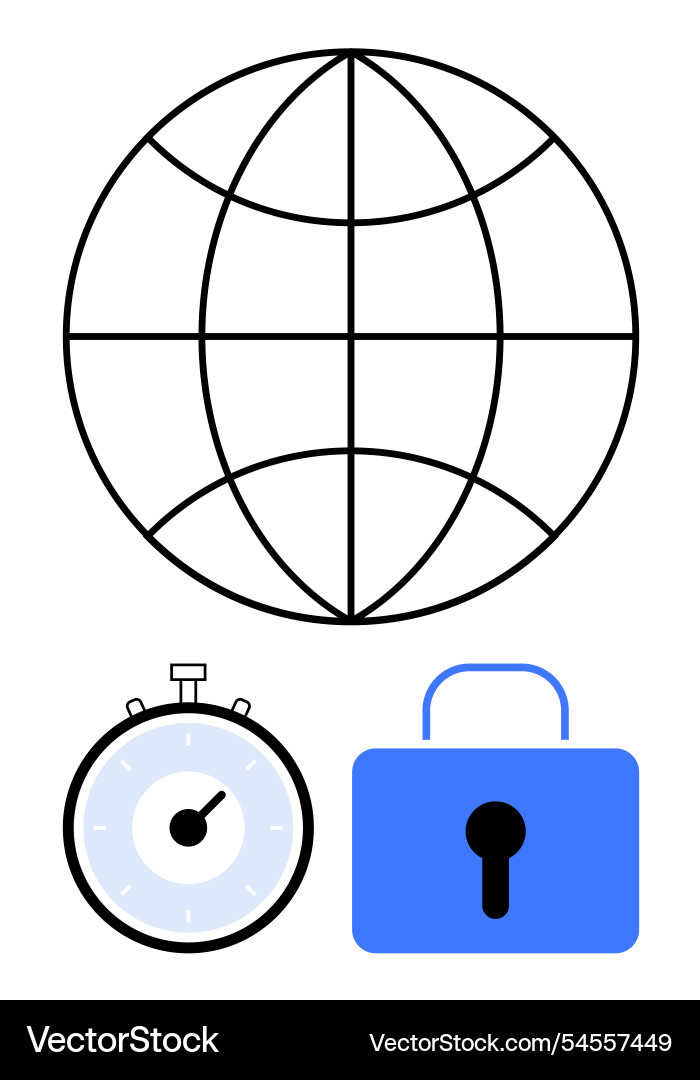 Global security and time management elements Global security and time management elements vector image