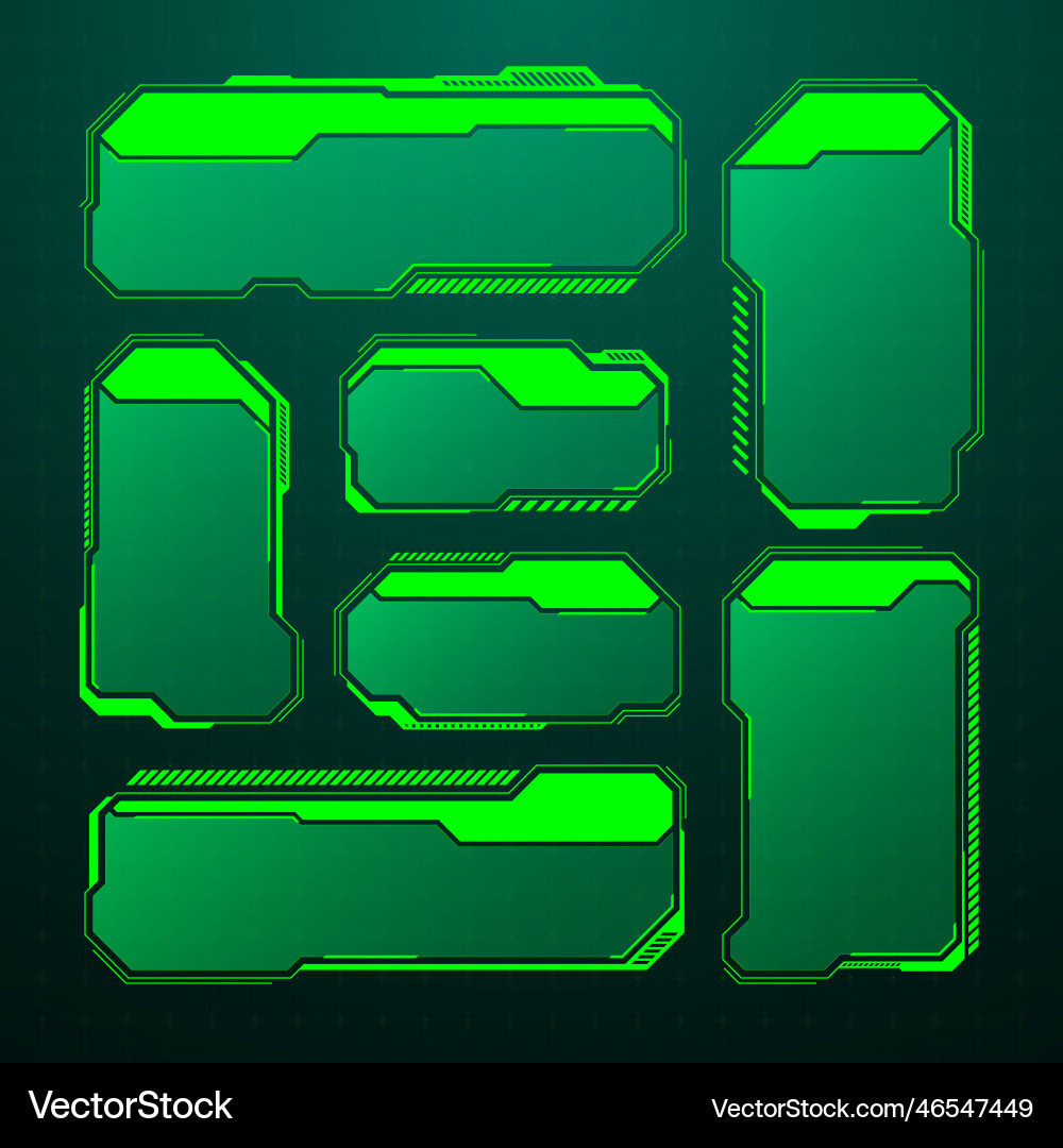 Green futuristic hud ui elements sci-fi user Green futuristic hud ui elements sci-fi user vector image