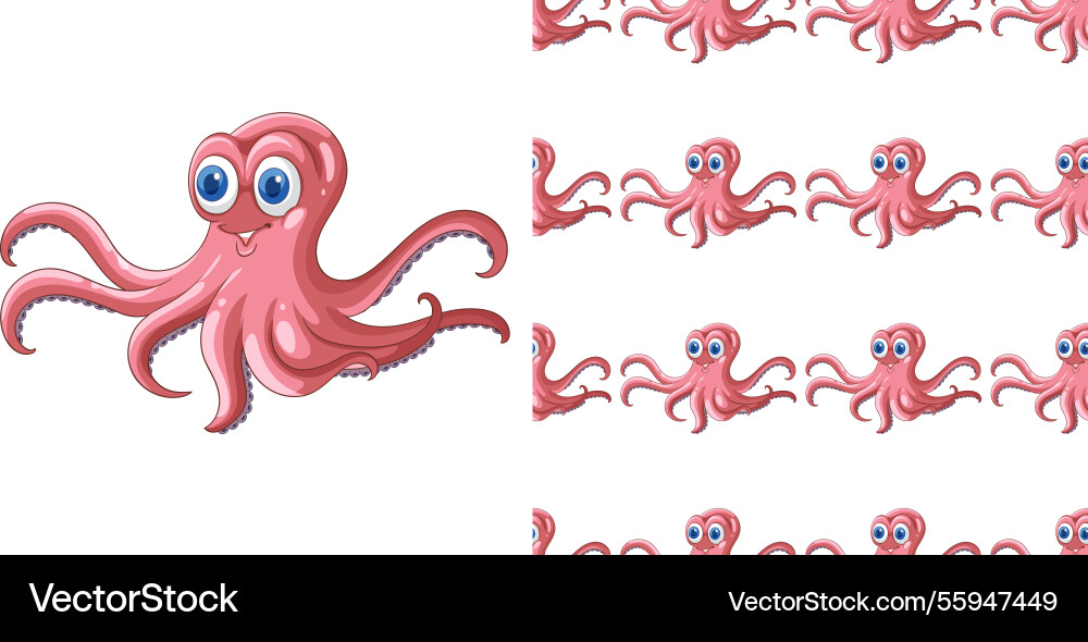 Playful octopus with repeating pattern elements Playful octopus with repeating pattern elements Vector Image
