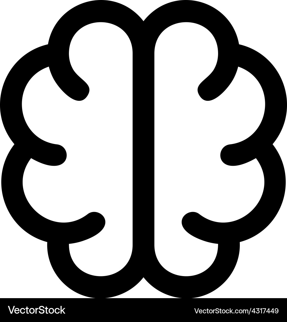 Simple brain icon solid contour line style top vector image
