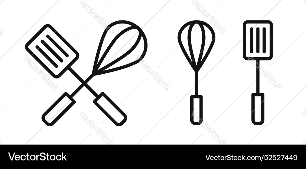 Spatula and whisk thin line icon set Spatula and whisk thin line icon set vector image