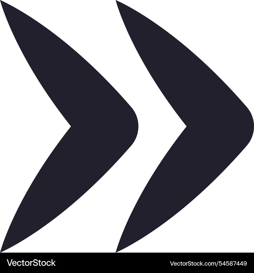 Two dark arrows pointing right create a dynamic Two dark arrows pointing right create a dynamic vector image