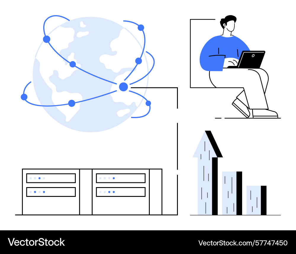 Global connectivity concept with data storage Global connectivity concept with data storage vector image