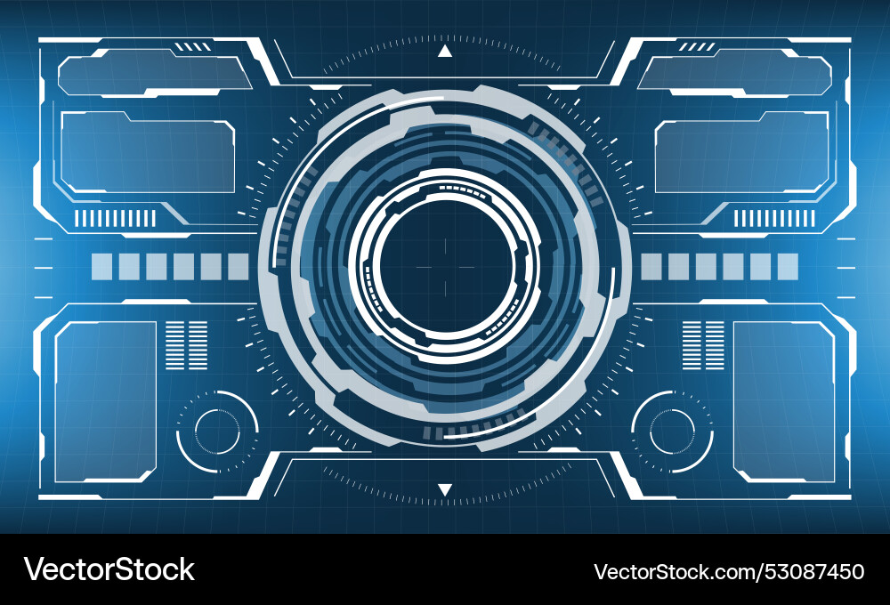 Hud sci-fi interface screen view white circular Hud sci-fi interface screen view white circular vector image