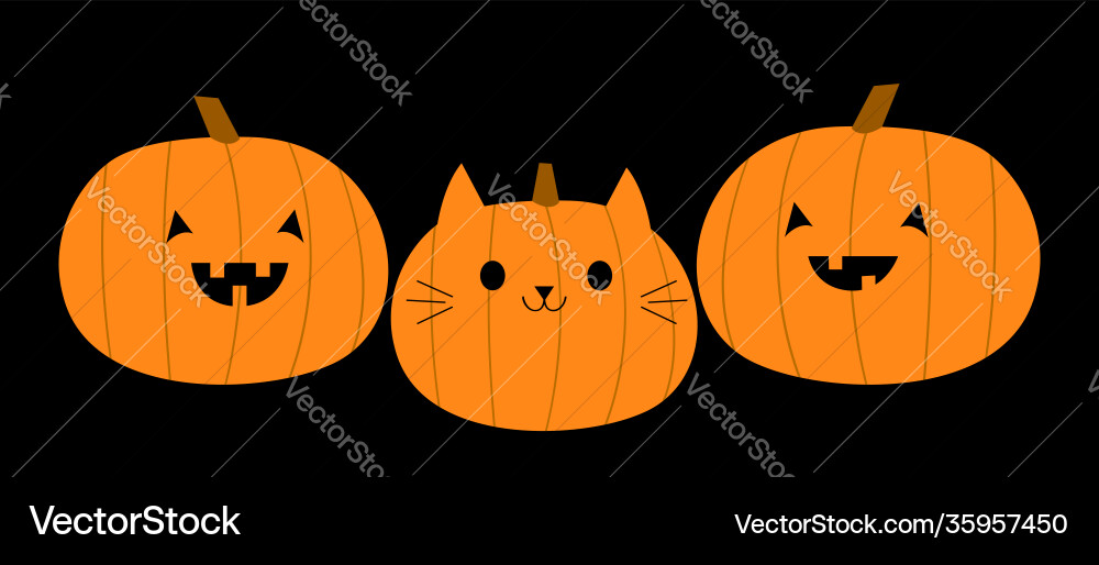 Katze Kürbis Set glücklich halloween lustig gruselig Katze Kürbis Set glücklich halloween lustig gruselig vektorbild