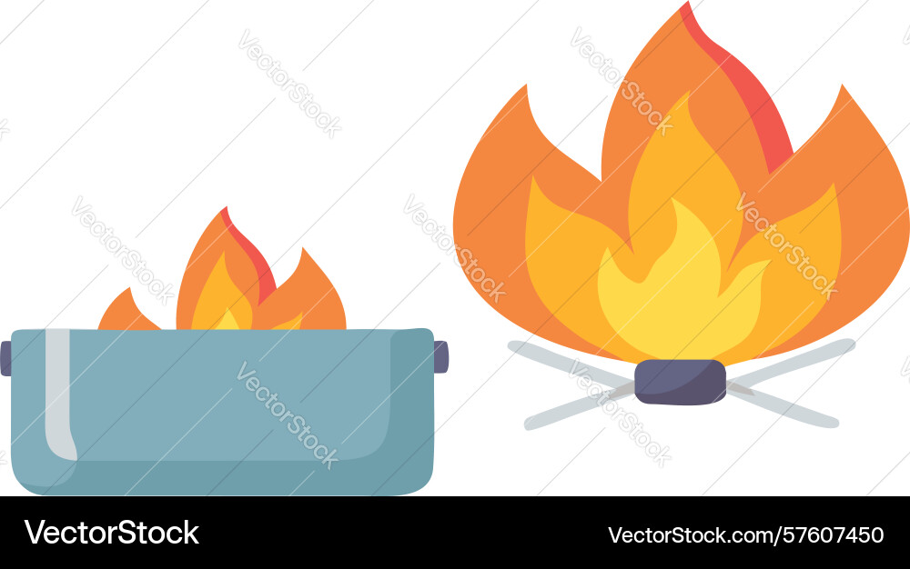 Pot boiling over open fire design generative ai Vector Image
