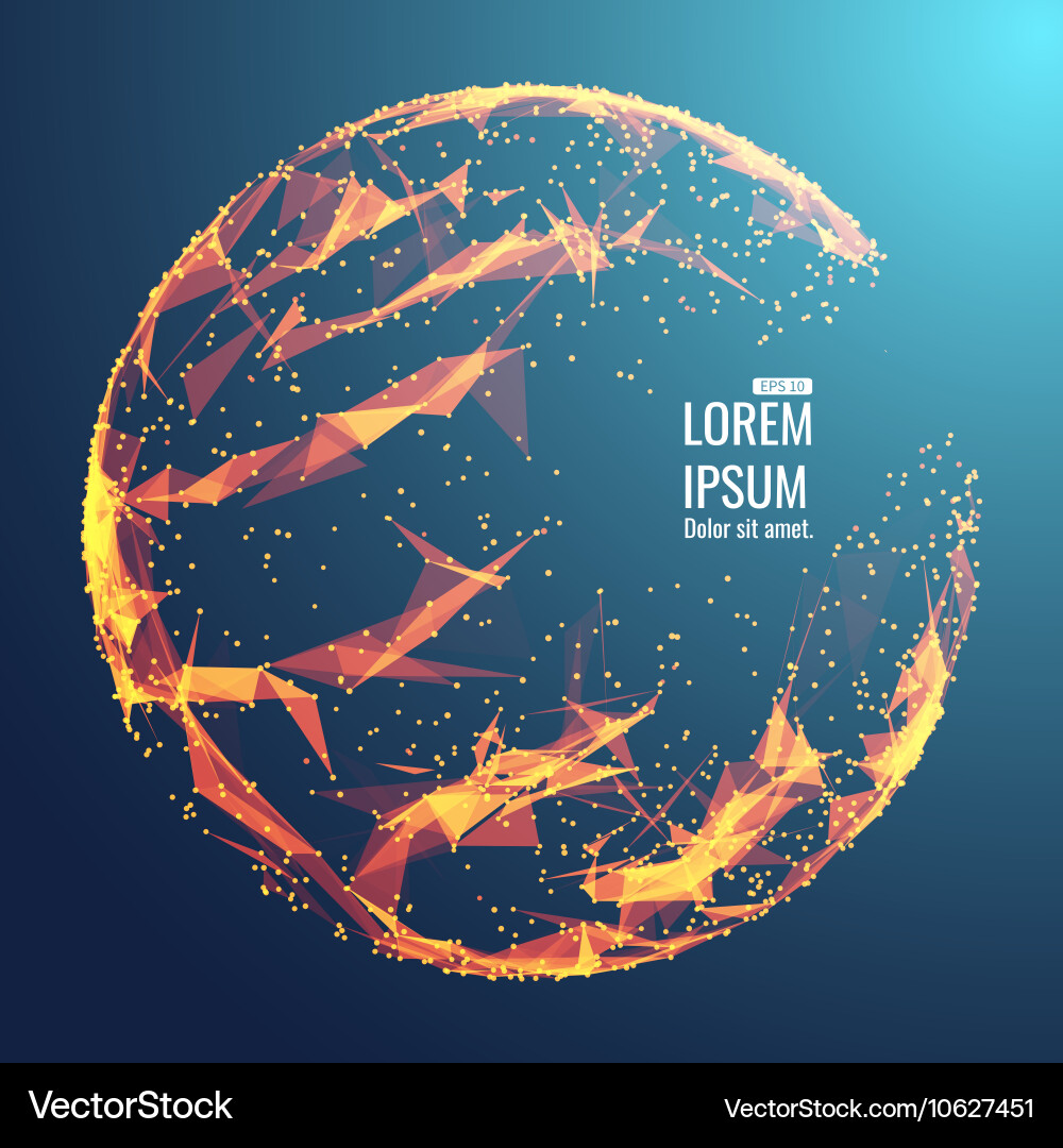 Abstract 3d illuminated distorted mesh sphere Vector Image