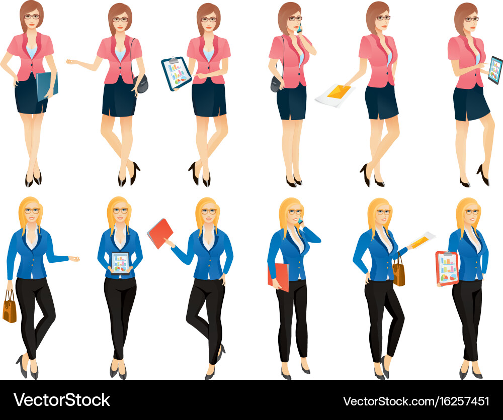 Cartoon sexy young business woman or secretary vector image