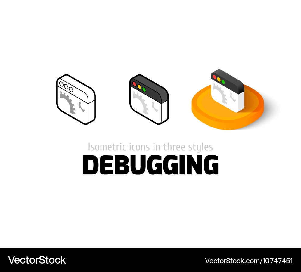 Debugging icon in different style vector image