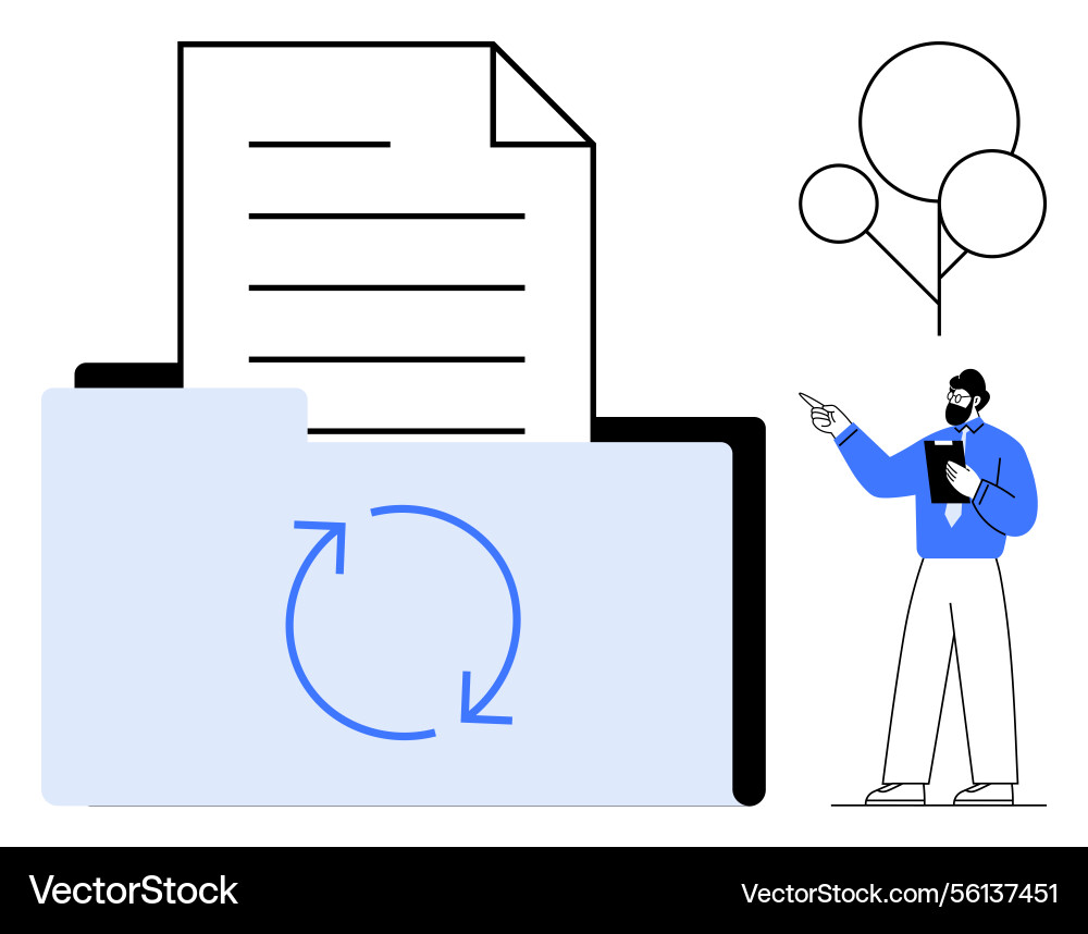 Digital document management and data Digital document management and data vector image