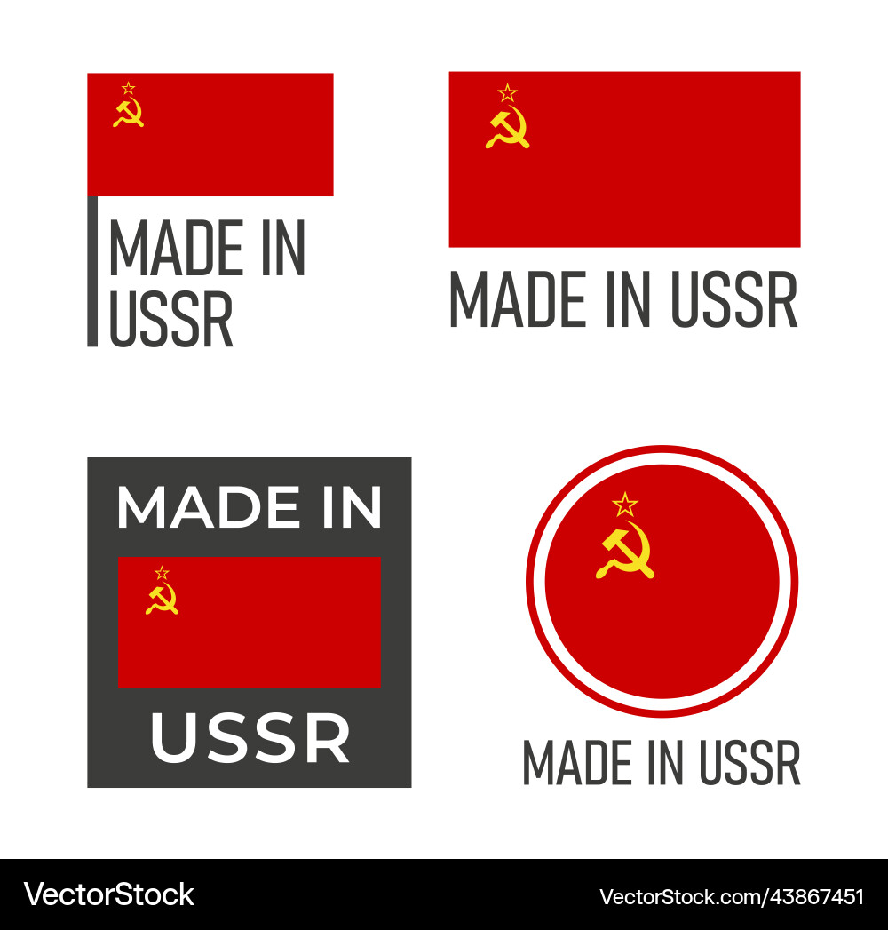 Hergestellt in ussr Etiketten set soviet Union Produkt Hergestellt in ussr Etiketten set soviet Union Produkt vektorbild