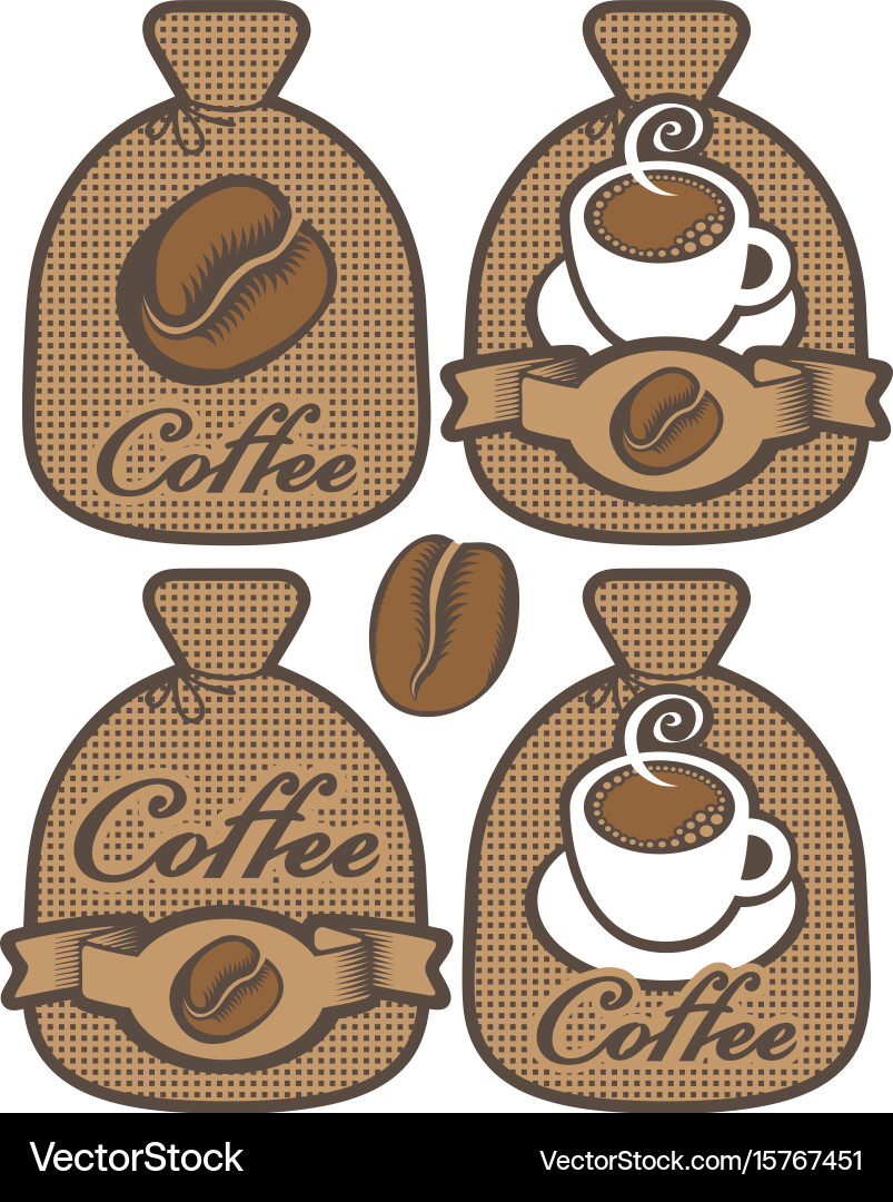 Label for coffee in the form of a bag Vector Image