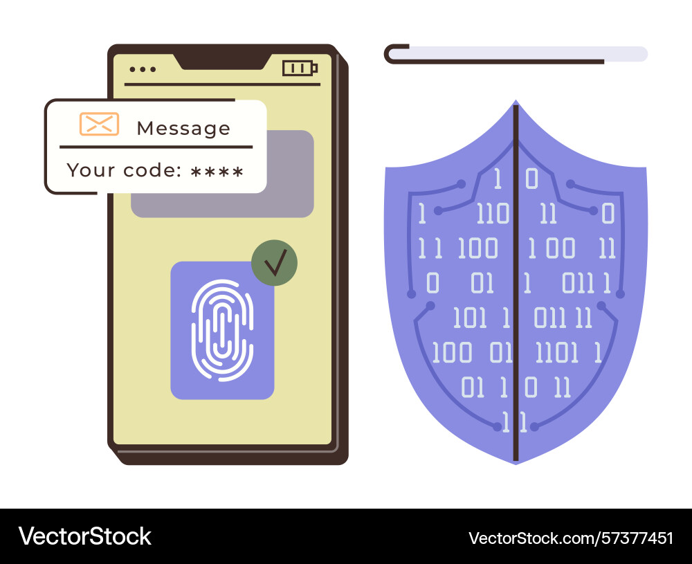 Mobile security with authentication code Mobile security with authentication code vector image