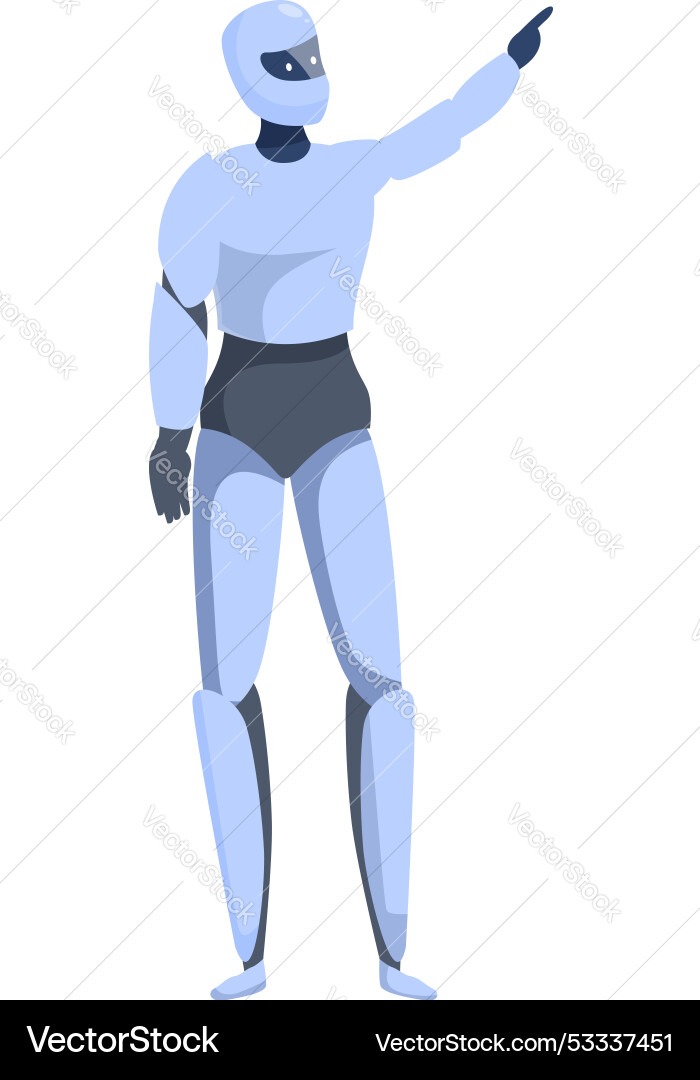Modern robot pointing with finger upwards Modern robot pointing with finger upwards Vector Image