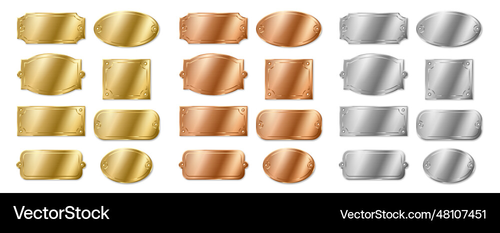 Set leerer Namensschilder Vorlage silber gold Set leerer Namensschilder Vorlage silber gold vektorbild