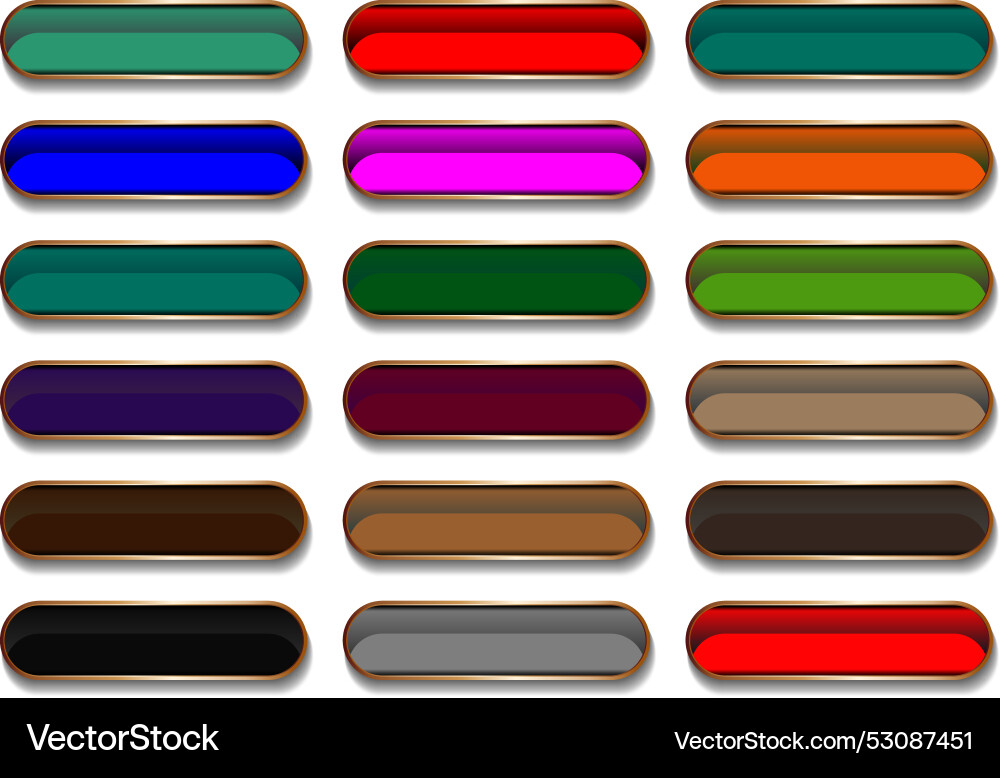Set of different gradient glossy button web blank vector image