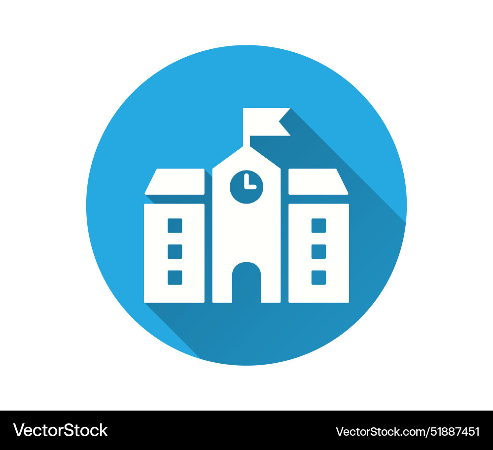 Simple icon of a school building with clock Simple icon of a school building with clock vector image