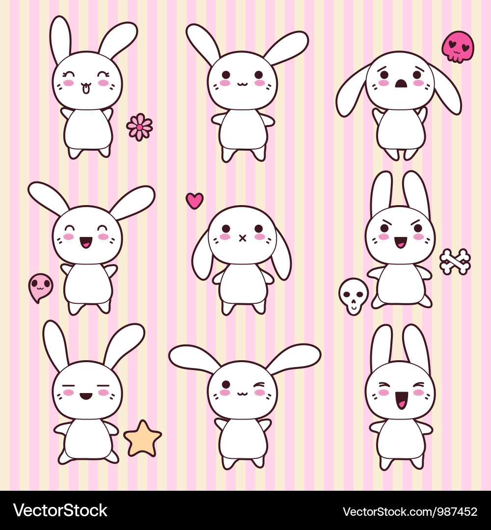 Adorable Rabbit Characters Vector Image